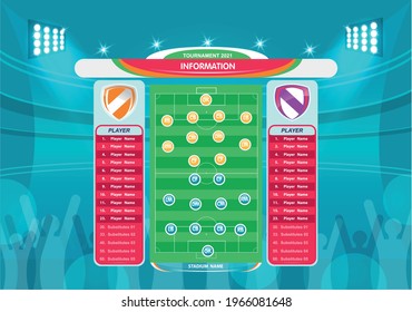 Soccer tournament. soccer playing field with strategy elements. set of infographic. Vector illustration. 