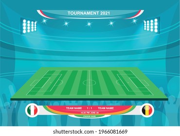 Soccer tournament. soccer playing field with strategy elements. set of infographic. Vector illustration. 