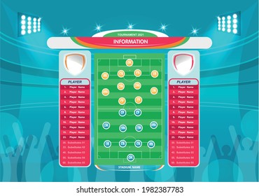 Soccer tournament. soccer playing field with strategy elements. set of infographic. Vector illustration.