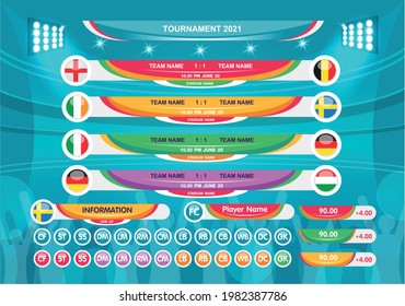 Soccer tournament. soccer playing field with strategy elements. set of infographic. Vector illustration.