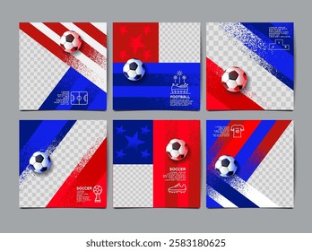 Soccer tournament, square Template , Football Match , layout design vector, America flag