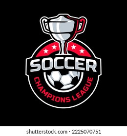 Soccer tournament with trophy badge logo