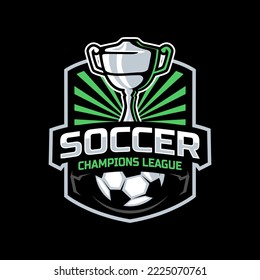 Soccer tournament with trophy badge logo