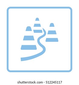 Soccer training cones icon. Blue frame design. Vector illustration.