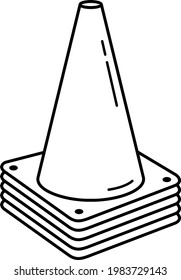 Soccer training cones. Vector outline icon.