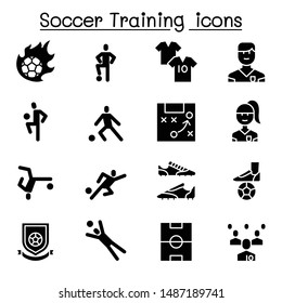 Soccer training, football club icon set