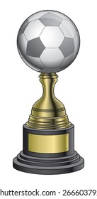 Soccer Trophy - Gold and Black Base is an illustration of a soccer trophy with a gold and black base. Great for champion designs for print or t-shirts.