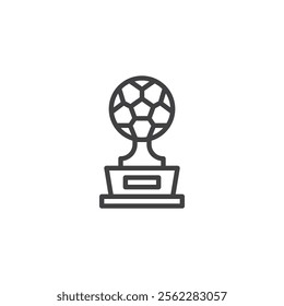 Soccer Trophy line icon. linear style sign for mobile concept and web design. Soccer champion trophy outline vector icon. Symbol, logo illustration. Vector graphics