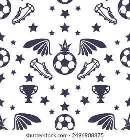 Soccer Trophy Star Seamless Pattern