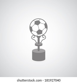soccer trophy symbol on gray background 