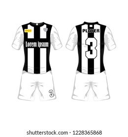 Soccer t-shirt design of football sport. Sport uniform in front and back view. Vector Illustration on white background.