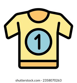 Soccer tshirt icon outline vector. Sport game. Goal kick color flat