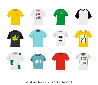 Soccer tshirt icon set. Flat set of soccer tshirt vector icons for web design isolated on white background