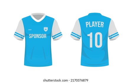 Soccer T-shirt Sport Cartoon Style. Soccer Uniform Front And Back View. Soccer Jersey Mockup. Vector Stock