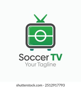 Plantilla de diseño de logotipo de TV de fútbol. Bueno para empresas, agencias, comunidad y Organización