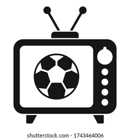 Soccer tv match icon. Simple illustration of soccer tv match vector icon for web design isolated on white background