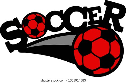 Soccer Typography Badge Illustration in 3 colors red, grey and black