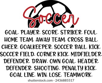 Soccer Typography Word Customizable, Soccer Lover Gift, Soccer Shirt, Soccer Season, mom 