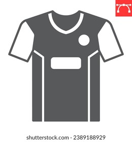 Soccer uniform glyph icon, sport and t shirt, soccer jersey vector icon, vector graphics, editable stroke solid sign, eps 10.