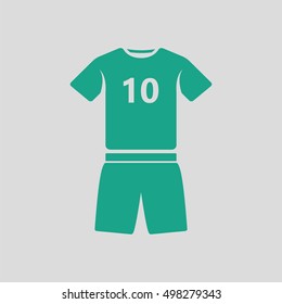 Soccer uniform icon. Gray background with green. Vector illustration.