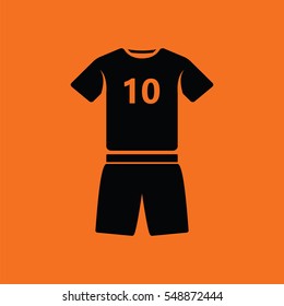 Soccer uniform icon. Orange background with black. Vector illustration.
