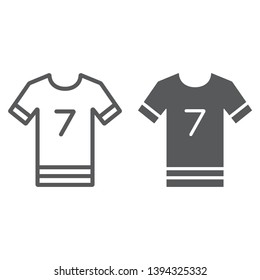 Soccer uniform line and glyph icon, sport and clothes, football tshirt sign, vector graphics, a linear pattern on a white background, eps 10.