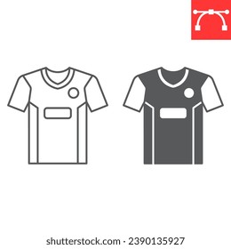 Soccer uniform line and glyph icon, sport and t shirt, soccer jersey vector icon, vector graphics, editable stroke outline sign, eps 10.