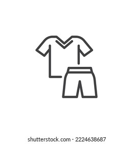 Soccer uniform line icon. linear style sign for mobile concept and web design. Football jersey and shorts outline vector icon. Symbol, logo illustration. Vector graphics