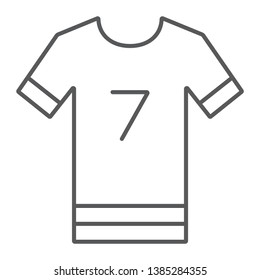 Soccer uniform thin line icon, sport and clothes, football tshirt sign, vector graphics, a linear pattern on a white background, eps 10.