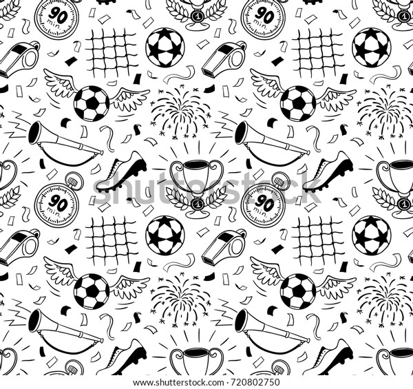 サッカーのベクター画像の背景 シームレスなフットボールの壁紙パターンのベクターイラストをデザインに使用 のベクター画像素材 ロイヤリティフリー