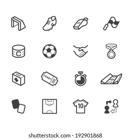 Soccer Vector Black Icon Set On White Background