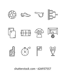 Soccer vector icons set in simple outline style. These icon are perfect for your websites and applications.