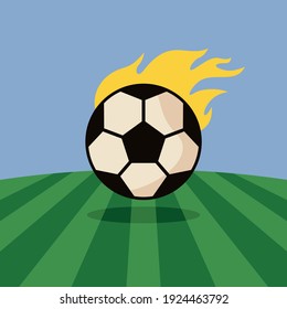 Soccer vector illustration with ball and green field. Football background design.