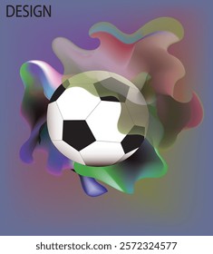 Soccer Vector illustration with liquid. Background and template of football game banner and poster.football with liquid art