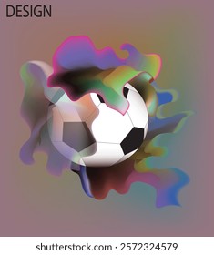 Soccer Vector illustration with liquid. Background and template of football game banner and poster.football with liquid art