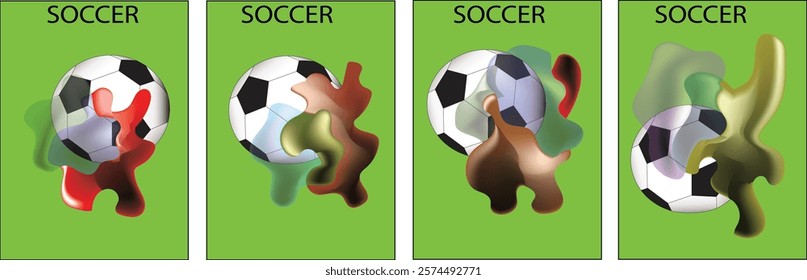 Soccer Vector illustration with liquid. Background and template of football game banner and poster.football with liquid art