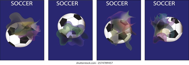 Soccer Vector illustration with liquid. Background and template of football game banner and poster.football with liquid art