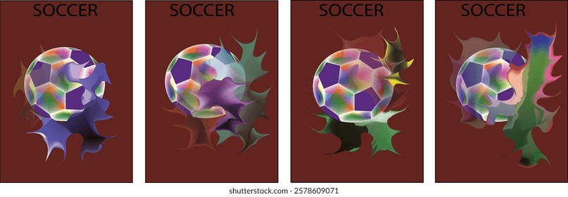 Soccer Vector illustration with liquid. Background and template of football game banner and poster.football with liquid art.eps10