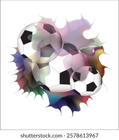 Soccer Vector illustration with liquid. Background and template of football game banner and poster.football with liquid art.eps10