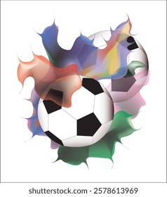 Soccer Vector illustration with liquid. Background and template of football game banner and poster.football with liquid art.eps10