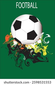 Soccer Vector illustration with liquid. Background and template of football game banner and poster.football with liquid art
