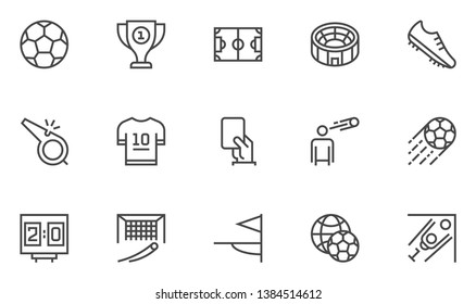 Soccer Vector Line Icons Set. Cup Winner, Football Championship, football world Cup, Stadium. Editable Stroke. 48x48 Pixel Perfect.