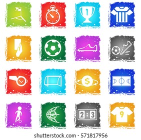 soccer vector web icons in grunge style for user interface design