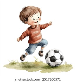 Ilustración de Clipart de acuarela de fútbol aislado