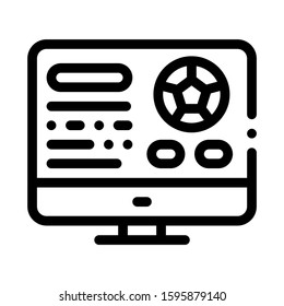 Soccer Website On Screen Icon Vector. Outline Soccer Website On Screen Sign. Isolated Contour Symbol Illustration