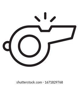 Soccer Whistle Concept,  Match Umpire Equipment on white background,  Extra Loud Whistle with Lanyard Coach & Referee Sports Steel Gear Vector Icon Design