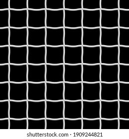 Soccer White Net in Black background as Design Element. Rope net pattern vector.