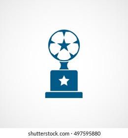 Soccer Winner Cup Blue Flat Icon On White Background