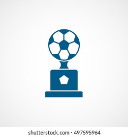 Soccer Winner Cup Blue Flat Icon On White Background