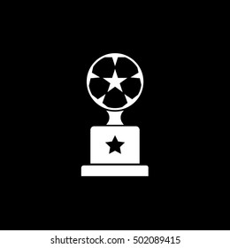 Soccer Winner Cup Flat Icon On Black Background